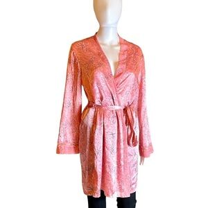 💕🛍😴 Chico Delicates pink flower robe with detachable belt size small